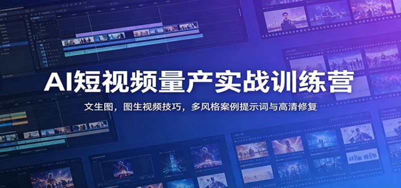 AI短视频量产实战训练营：文生图，图生视频技巧，多风格案例提示词与高清修复-初遇资源网