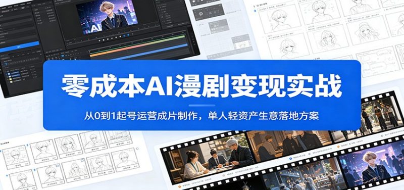 零成本AI漫剧变现实战：从0到1起号运营成片制作，单人轻资产生意落地方案-初遇资源网
