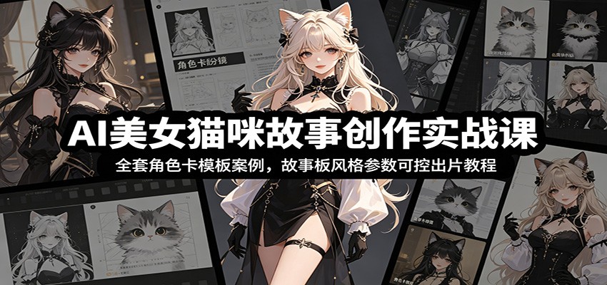 【福缘网创】AI美女猫咪故事创作实战课：全套角色卡模板案例，故事板风格参数可控出片教程 - 初遇资源网