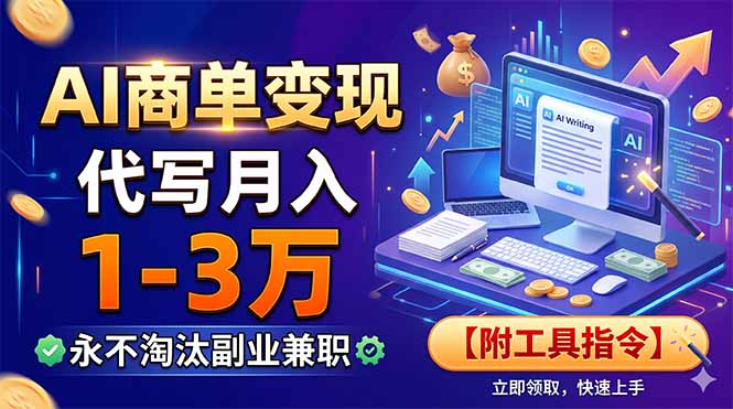 【中创网】AI商单变现，靠代写月入1-3万，永不淘汰副业兼职【附工具指令】 - 初遇资源网
