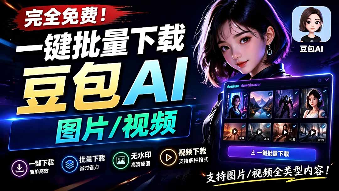 【中创网】Github最新发布！一键批量下载豆包AI无水印图片/视频，简单易用，自动解析提示词，doubao-downloader - 初遇资源网