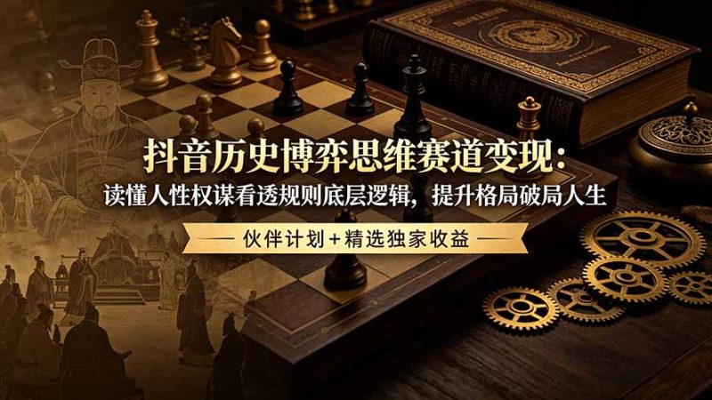 抖音历史博弈思维赛道变现:读懂人性权谋看透规则底层逻辑,提升格局破局人生,伙伴计划+精选独家收益-初遇资源网