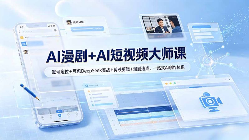 AI漫剧+AI短视频大师课:账号定位+豆包DeepSeek实战+剪映剪辑+漫剧速成,一站式AI创作体系-初遇资源网