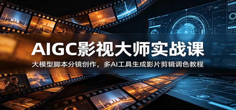 AIGC影视大师实战课:大模型脚本分镜创作,多AI工具生成影片剪辑调色教程-初遇资源网