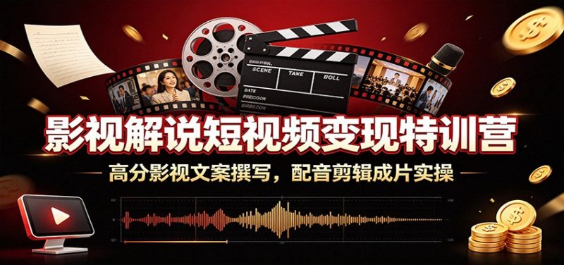 影视解说短视频变现特训营:高分影视文案撰写,配音剪辑成片实操-初遇资源网