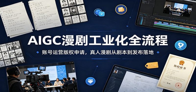AIGC漫剧工业化全流程:账号运营版权申请,真人漫剧从剧本到发布落地-初遇资源网
