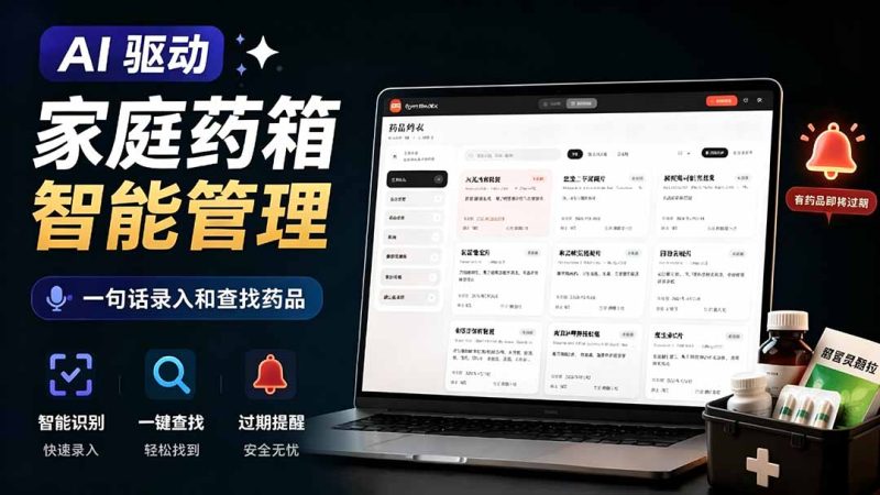 AI驱动的家庭药箱管理工具,一句话就能完成药品录入和查找,已制作Win系统包,Open MedKit-初遇资源网