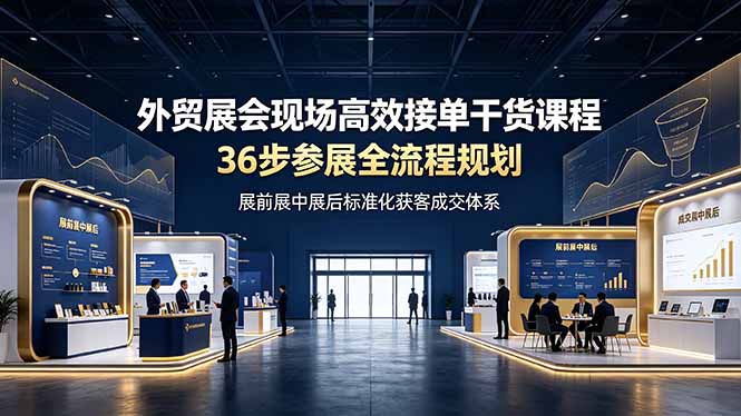 外贸展会现场高效接单干货课程,36步参展全流程规划,展前展中展后标准化获客成交体系-初遇资源网