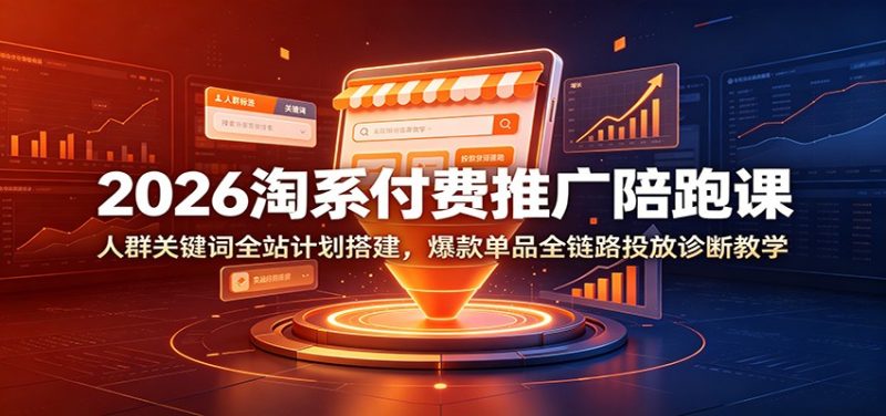 2026淘系付费推广陪跑课：人群关键词全站计划搭建，爆款单品全链路投放诊断教学-初遇资源网