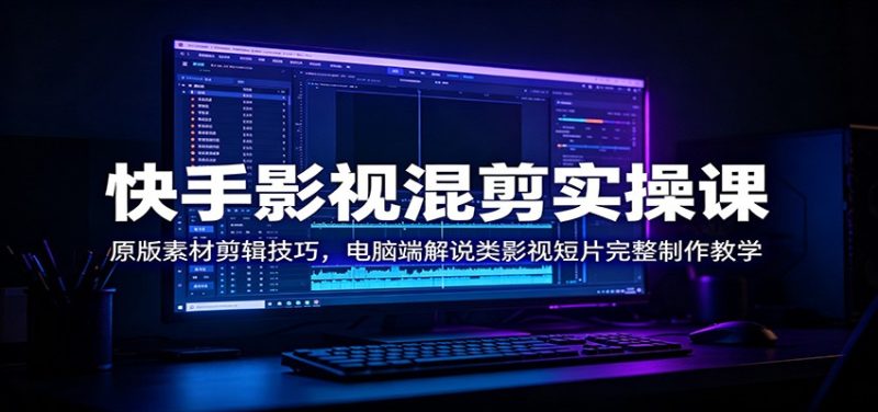 快手影视混剪实操课:原版素材剪辑技巧,电脑端解说类影视短片完整制作教学-初遇资源网
