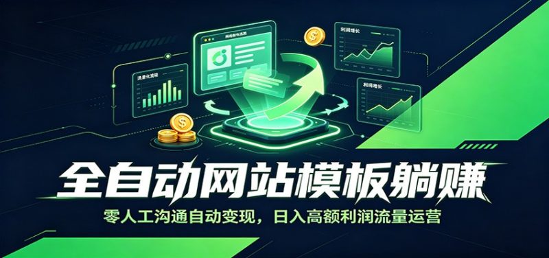 全自动网站模板躺赚:零人工沟通自动变现,日入高额利润流量运营-初遇资源网