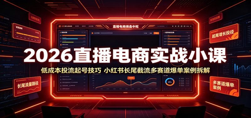 2026直播电商实战小课:低成本投流起号技巧,小红书长尾截流多赛道爆单案例拆解-初遇资源网