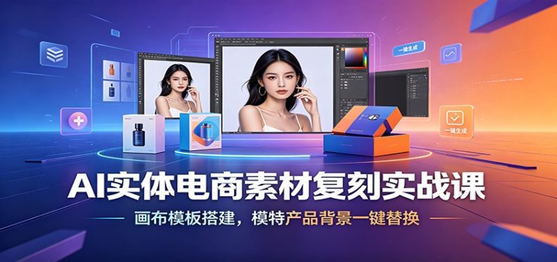 AI实体电商素材复刻实战课：画布模板搭建，模特产品背景一键替换-初遇资源网