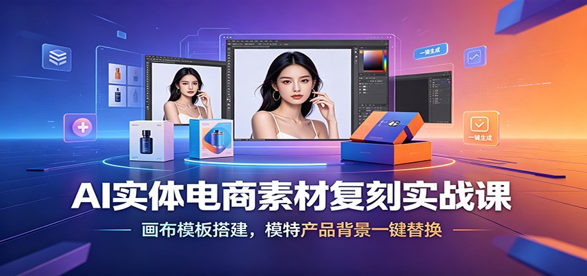 【福缘网创】AI实体电商素材复刻实战课：画布模板搭建，模特产品背景一键替换 - 初遇资源网