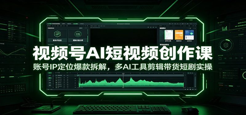 视频号AI短视频创作课：账号IP定位爆款拆解，多AI工具剪辑带货短剧实操-初遇资源网