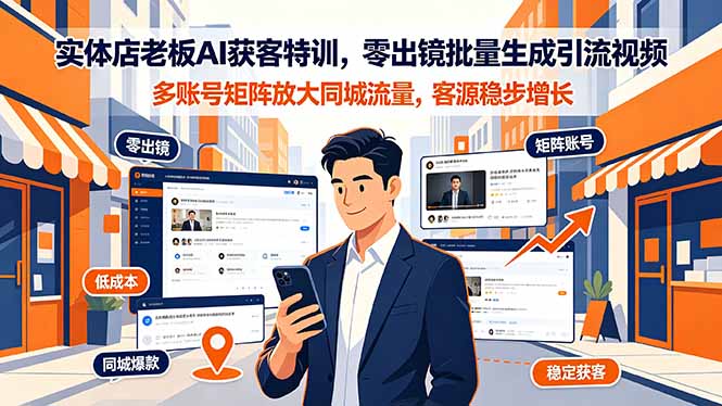 【中创网】实体店老板AI获客特训，零出镜批量生成引流视频，多账号矩阵放大同城流量，客源稳步增长 - 初遇资源网