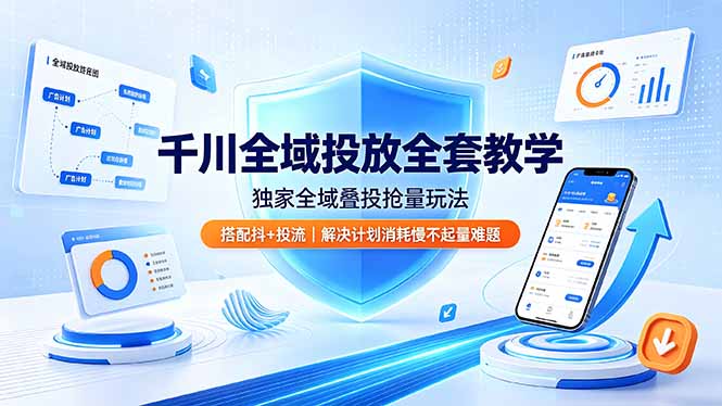 【中创网】千川全域投放全套教学，独家全域叠投抢量玩法，搭配抖+投流，解决计划消耗慢不起量难题 - 初遇资源网