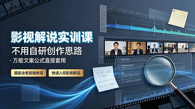 【中创网】影视解说实训课：不用自研创作思路，万能文案公式直接套用，搭配全套剪辑教程，快速入局影视解说 - 初遇资源网
