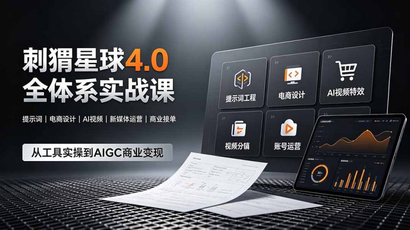 刺猬星球4.0全体系实战课,覆盖提示词工程、电商设计、AI视频特效与新媒体运营,一站式掌握AIGC商业核心技能-初遇资源网