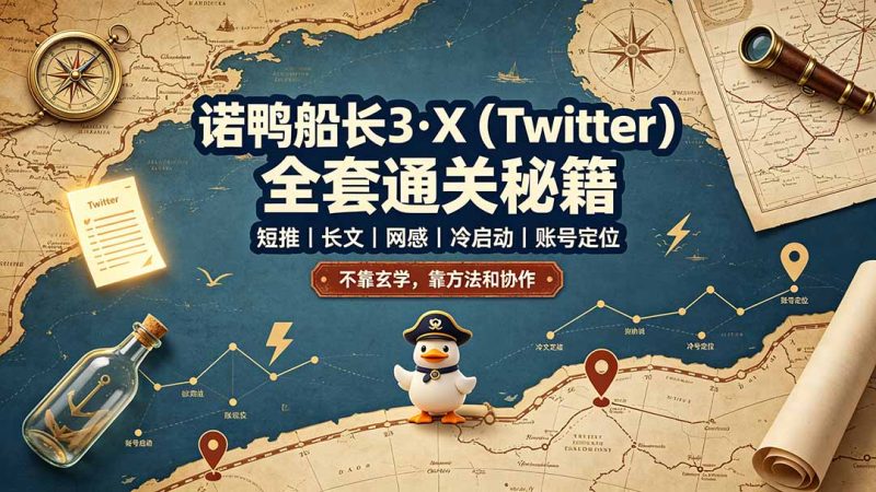 诺鸭船长3·X(Twitter)全套通关秘籍,短推、长文、网感、冷启动、账号定位,不靠玄学,靠方法和协作-初遇资源网