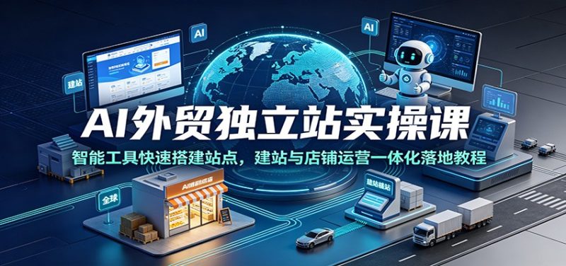 AI外贸独立站实操课：智能工具快速搭建站点，建站与店铺运营一体化落地教程-初遇资源网