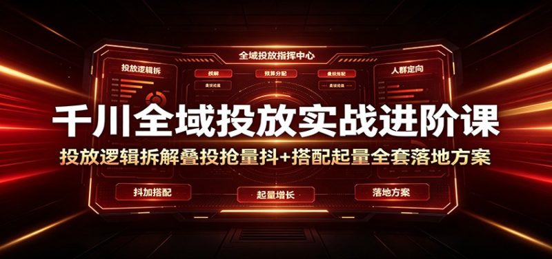 千川全域投放实战进阶课:投放逻辑拆解,叠投抢量抖+搭配起量全套落地方案-初遇资源网
