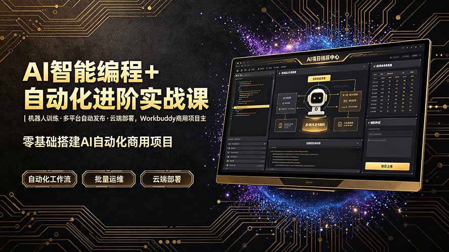 【中创网】AI智能编程+自动化进阶实战课｜机器人训练·多平台自动发布·云端部署，Workbuddy商用项目全流程教学 - 初遇资源网
