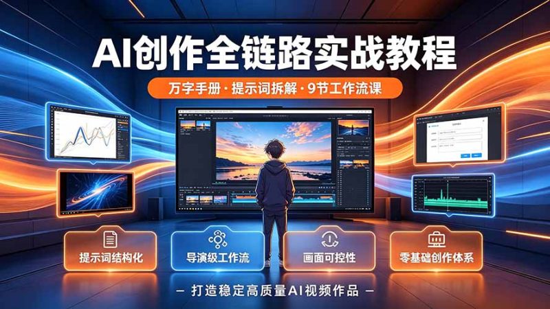 AI创作全链路实战教程|万字手册·提示词拆解·9节工作流课,打造稳定高质量AI视频作品-初遇资源网
