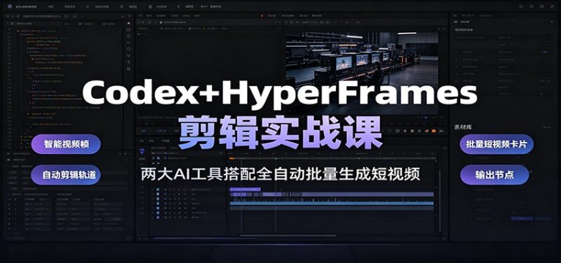 Codex+HyperFrames剪辑实战课:两大AI工具搭配全自动批量生成短视频-初遇资源网