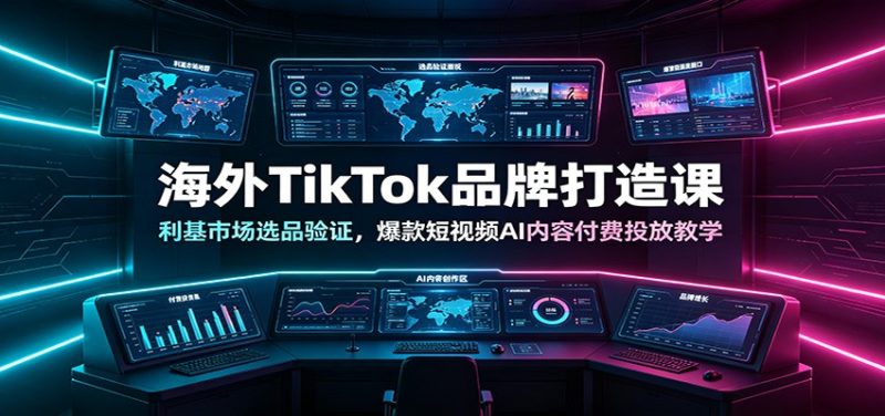 海外TikTok品牌打造课:利基市场选品验证,爆款短视频AI内容付费投放教学-初遇资源网