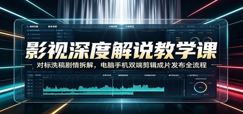 影视深度解说教学课:对标洗稿剧情拆解,电脑手机双端剪辑成片发布全流程-初遇资源网
