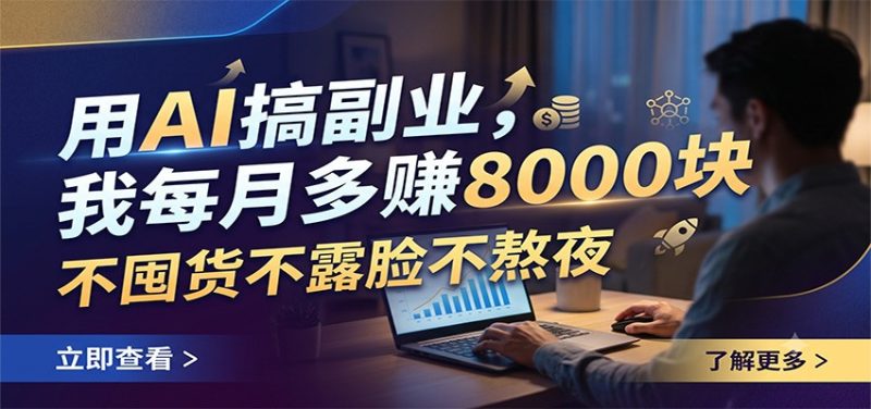 用AI搞副业，我每月多赚8000块，不囤货不露脸不熬夜-初遇资源网