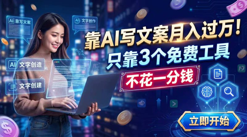 靠AI写文案月入过万,只靠3个免费工具,不花一分钱-初遇资源网