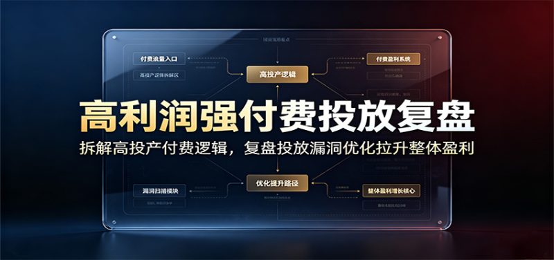 高利润强付费投放复盘:拆解高投产付费逻辑,复盘投放漏洞优化拉升整体盈利-初遇资源网