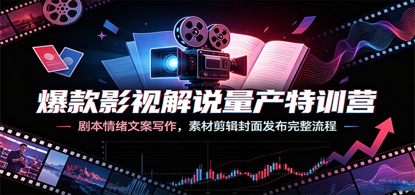 【福缘网创】爆款影视解说量产特训营：剧本情绪文案写作，素材剪辑封面发布完整流程 - 初遇资源网