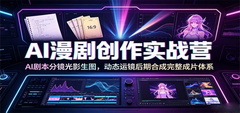 AI漫剧创作实战营:AI剧本分镜光影生图,动态运镜后期合成完整成片体系-初遇资源网