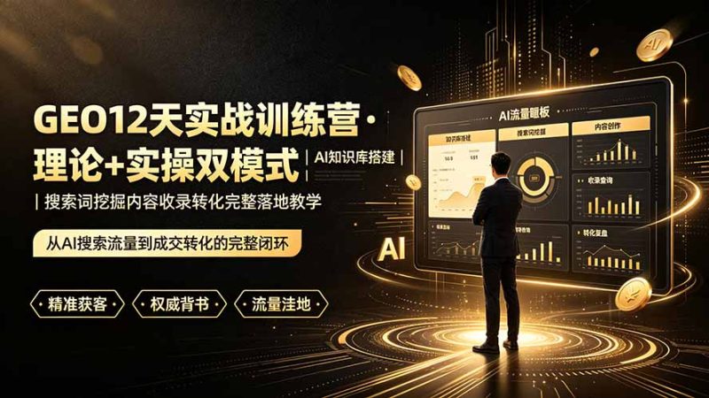 GEO12天实战训练营·理论+实操双模式|AI知识库搭建|搜索词挖掘内容收录转化完整落地教学-初遇资源网