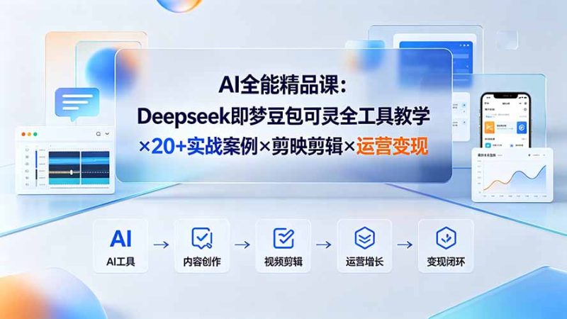AI全能精品课:Deepseek即梦豆包可灵全工具教学×20+实战案例×剪映剪辑×运营变现-初遇资源网