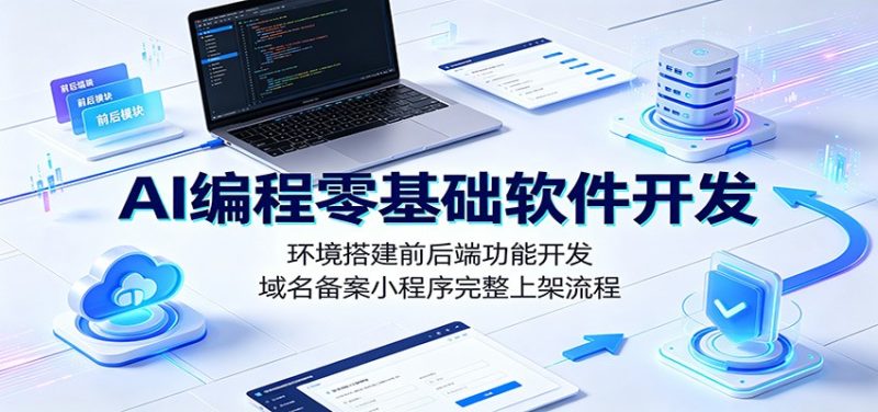 AI编程零基础软件开发：环境搭建前后端功能开发，域名备案小程序完整上架流程-初遇资源网