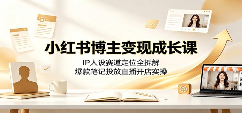 小红书博主变现成长课:IP人设赛道定位全拆解,爆款笔记投放直播开店实操-初遇资源网