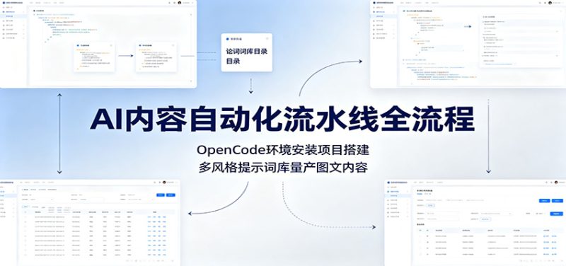 AI内容自动化流水线全流程：OpenCode环境安装项目搭建，多风格提示词库量产图文内容-初遇资源网