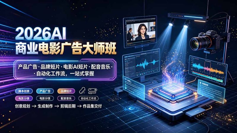 2026AI商业电影广告大师班：产品广告·品牌短片·电影AI短片·配音音乐·自动化工作流，一站式掌握-初遇资源网