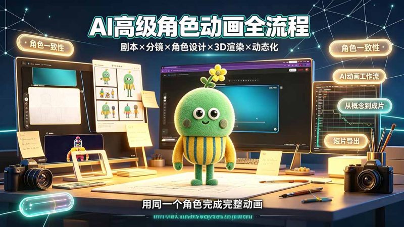 AI高级角色动画全流程：剧本×分镜×角色设计×3D渲染×动态化，从概念到成片一站式教学-初遇资源网