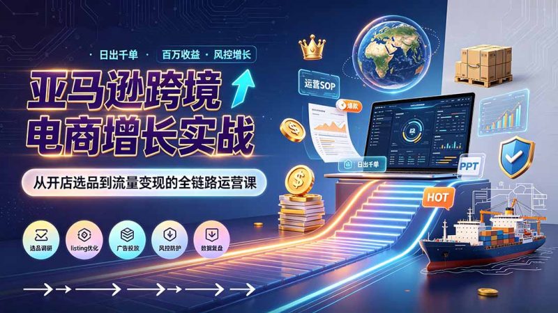 亚马逊0-1孵化特训营8期：从注册风控到稳定日出千单实战，规避审核封店风险，标准化执行流程落地-初遇资源网