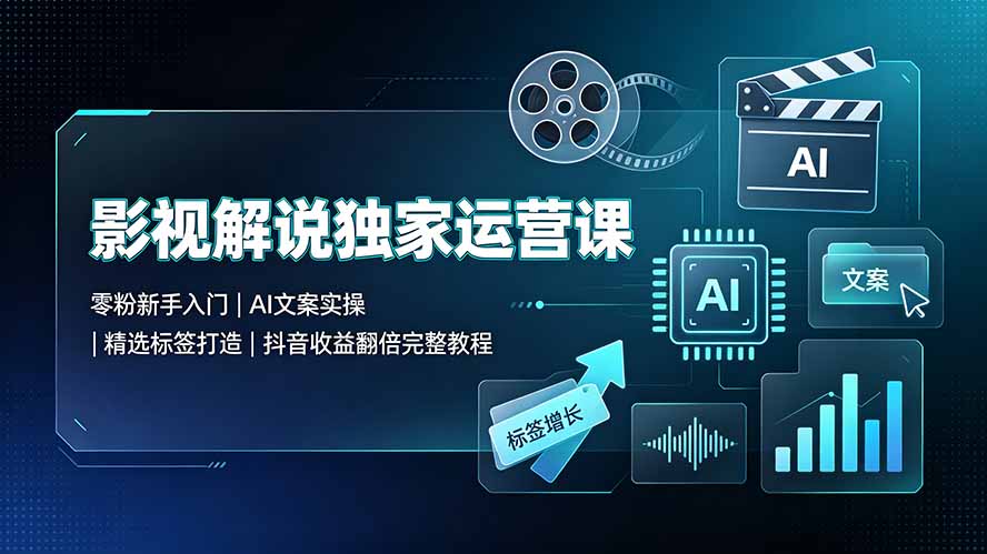 【中创网】影视解说独家运营课▪零粉新手入门｜AI文案实操｜精选标签打造｜抖音收益翻倍完整教程 - 初遇资源网