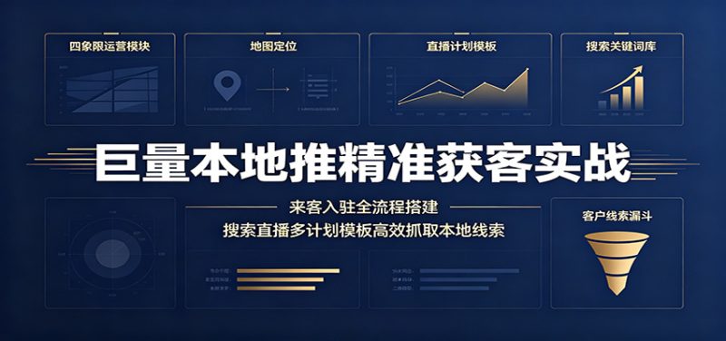 巨量本地推精准获客实战：来客入驻全流程搭建，搜索直播多计划模板高效抓取本地线索-初遇资源网