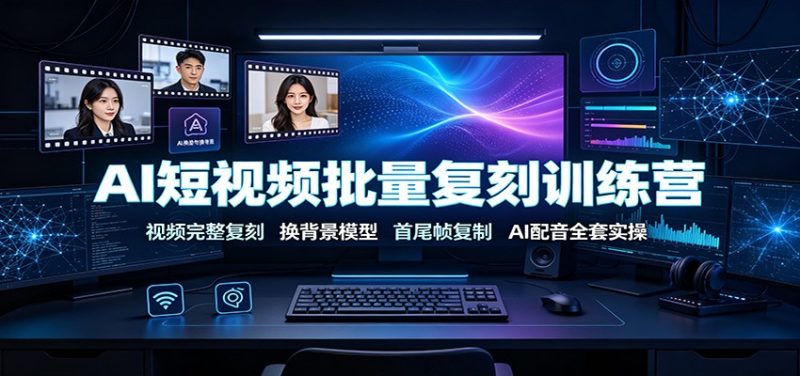AI短视频批量复刻训练营：视频完整复刻，换背景模型、首尾帧复制、AI配音全套实操-初遇资源网