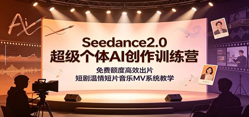 Seedance2.0超级个体AI创作训练营：免费额度高效出片，短剧温情短片音乐MV系统教学-初遇资源网
