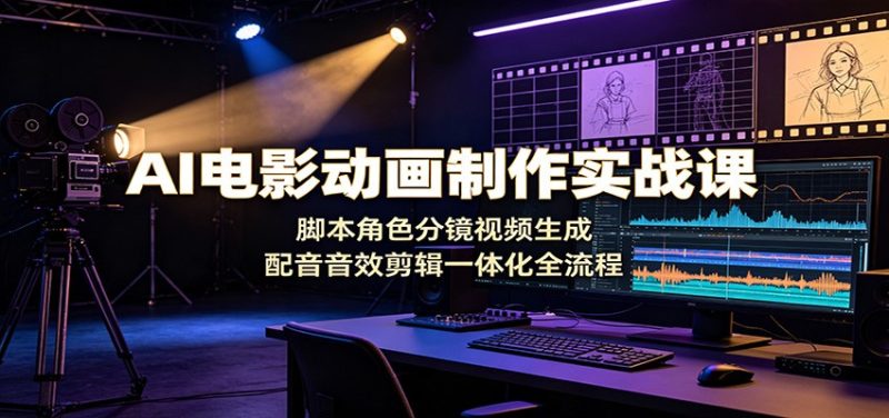 AI电影动画制作实战课：脚本角色分镜视频生成，配音音效剪辑一体化全流程-初遇资源网
