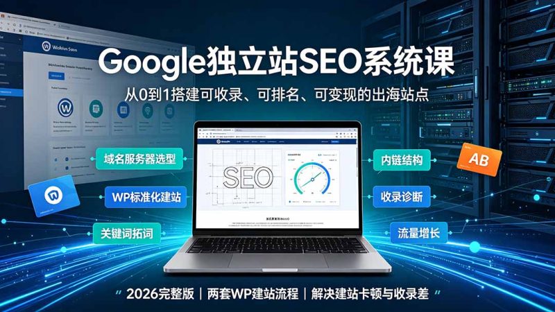 Google独立站SEO-7月系统课:出海基建×WordPress建站×AI内容生产×站内外优化×Search Console×AdSense变现-初遇资源网